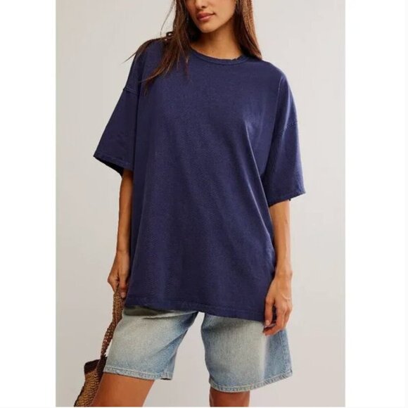 FREE PEOPLE NWT Devon Tee / Eclipse - small (oversized) - Picture 2 of 12